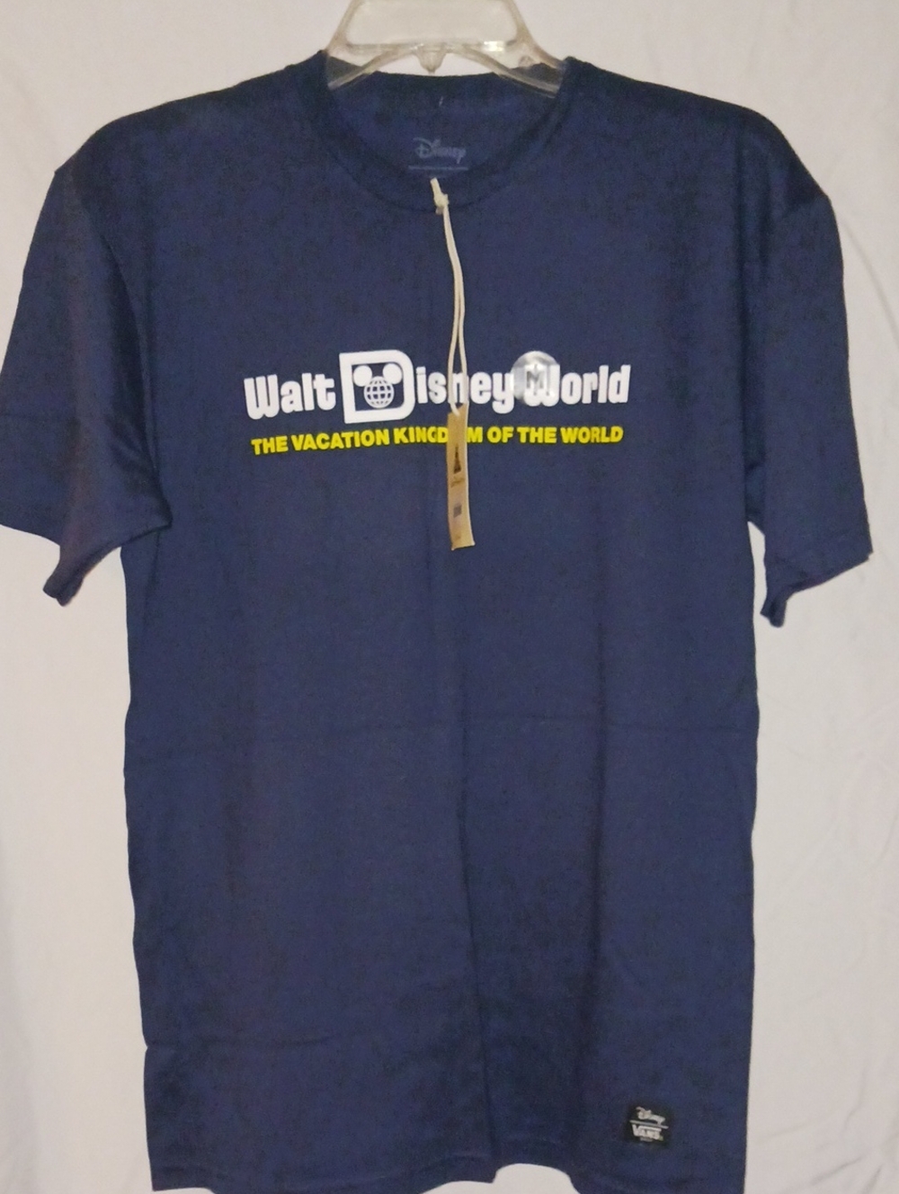 Vans Disney Navy Short Sleeve Walt Disney World Logo Tee with Yellow Accent